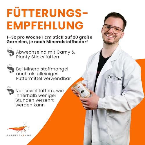 GARNELEN4YOU® Mineral Sticks - mineralienreiches Hauptfutter für Garnelen, Krebse und Schnecken - Premium Garnelenfutter mit erhöhtem Mineralstoffanteil - Made in Germany (30 g)