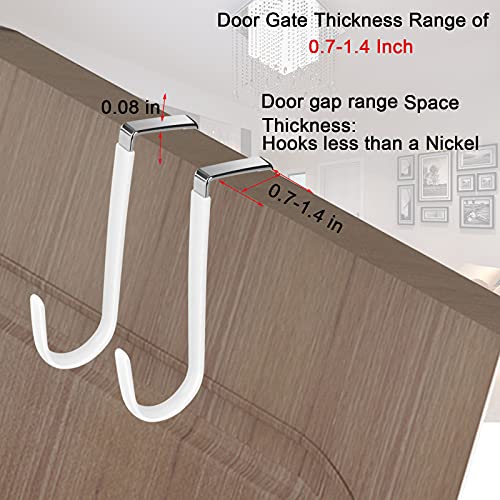 Dingee Over Door Hanger Hooks For Hanging, 4 Packs Vinyl Coated Over The Door Heavy Duty Hook For Hanging Bathroom, Living Room, Kitchen Hanging Towels, Clothes, Shoes Bag, Hats #TOP4