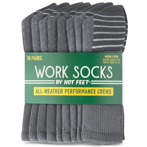HOT FEET Work Socks for Men – Boot Crew Cotton Socks...