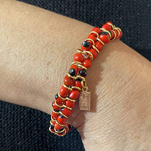 Image of EVELYN BROOKS Classic Stretchy Adjustable Beaded Bracelet for Women 6.5 inch - 7.5 inch w /Meaningful Good Luck Huayruro Seeds Beads - Great Gifts for Mom, Daughter, Sister, Aunt, Girlfriend