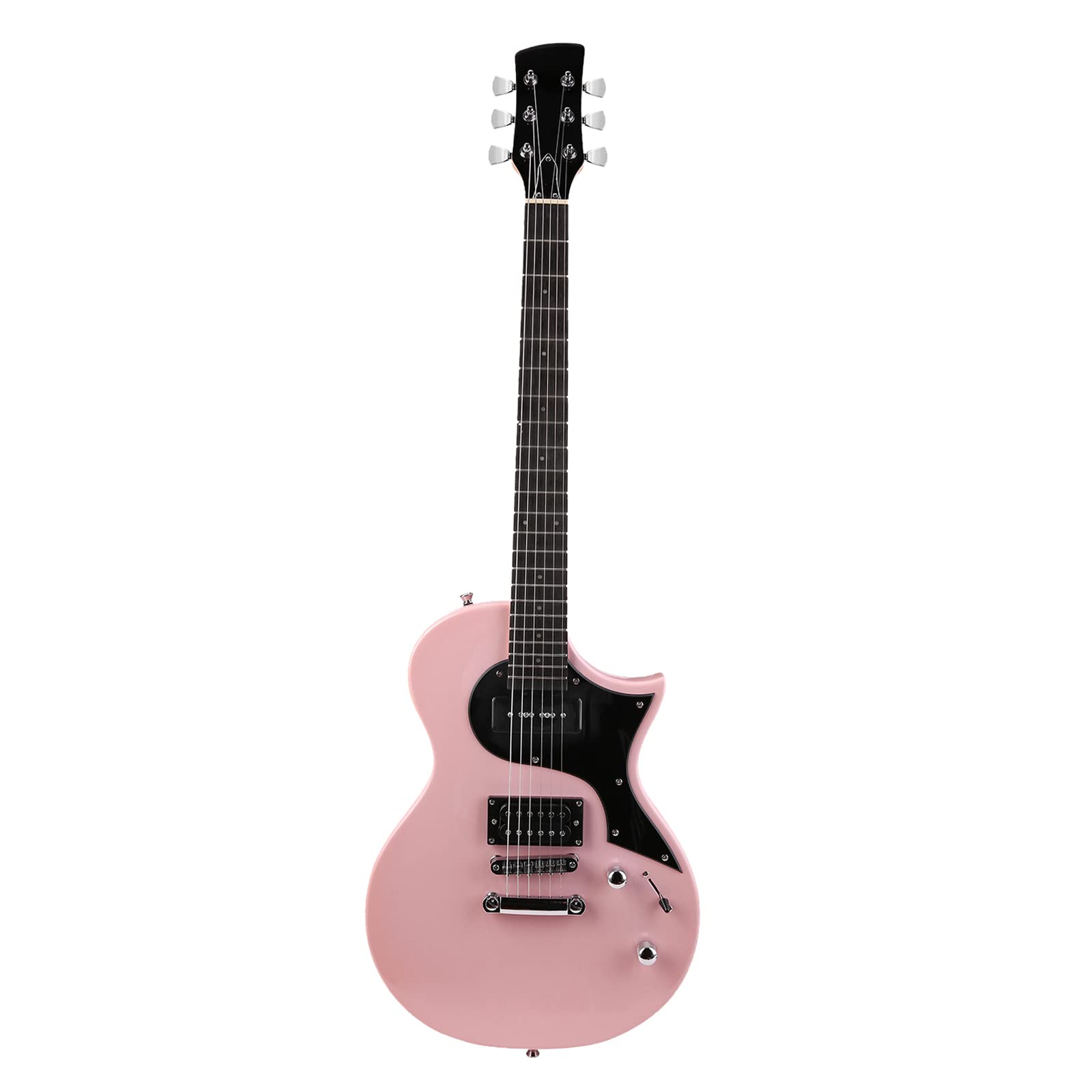 Domary Gitara Elektryczna Zestaw Gitarowy Gitara 6-strunowa z Klonu Kanadyjskiego Podstrunnica Laurowa Podstrunnica z Litej Topoli HH Pickup 22 Progi Tunerem Koncertowym Kabel (Różowy)