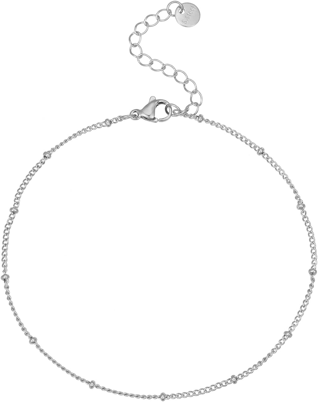 Dainty Ankle Bracelets for Women 18K Gold Plated Satellite Beaded Herringbone Lip Chain Anklets Simple Minimalist Summer Beach Foot Jewelry Christmas Gifts