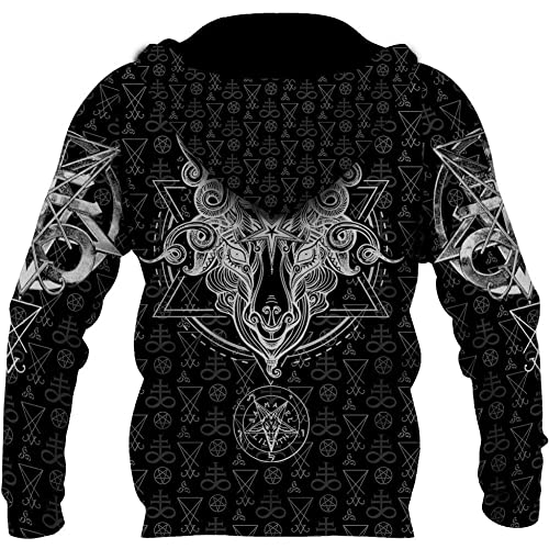 Veste décontractée à glissière avec impression 3D totem viking - 2