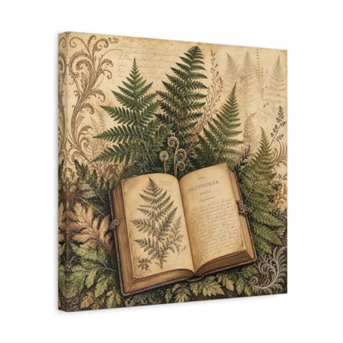 Toile botanique vintage 40x40 cm pour décoration murale de salon rétro et chic