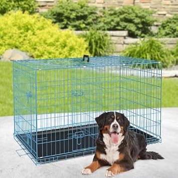 48 Blue Dog Cage Large XXL Dog Crates for Large Dogs Folding Dog Kennels and Metal Wire Crates Pet Animal Segregation Cage Crate with Double-Door,for Dogs Training Indoor