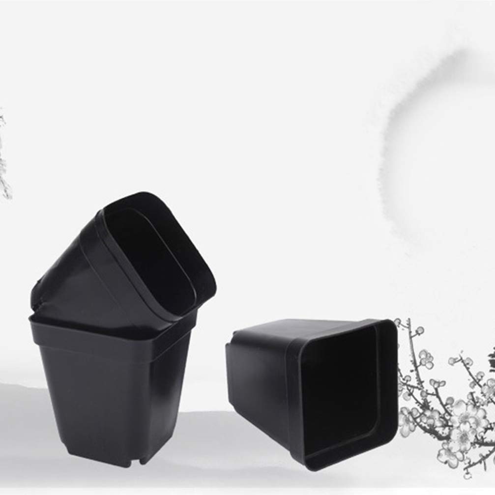 DOITOOL Godet pour Semis Noir 50Pcs - Carré Pots de Plantes en Plastique-Petit Pot de Fleur Interieur Exterieur (Noir/ 6x6x6.5cm)