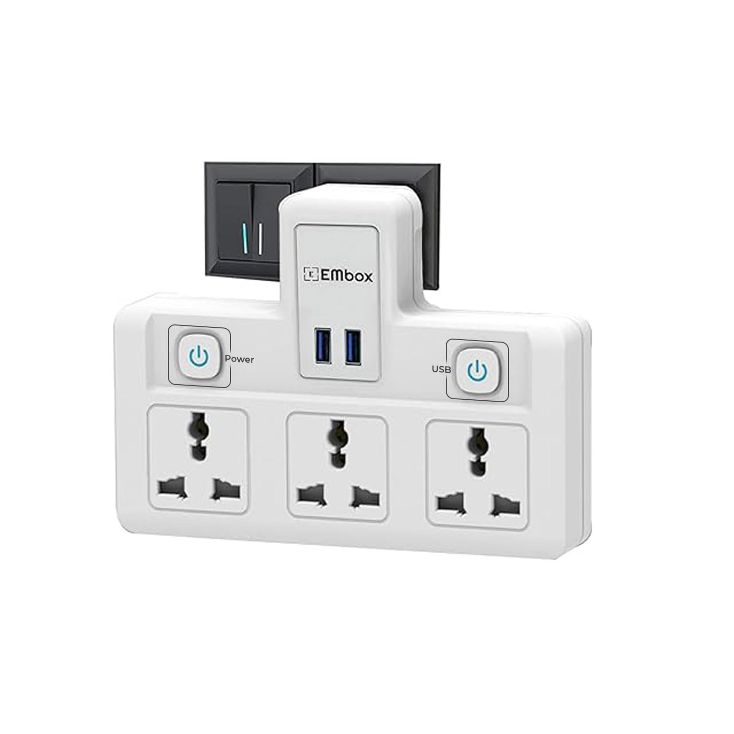 EMBOX Multi Plug Socket with Individual Switch-Cordless Extension Board with 3 Universal Sockets-Multiplug -1500W — Amazon image 9