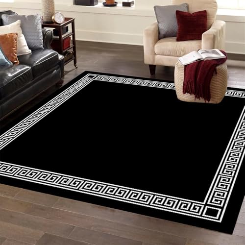 Tapete geométrico negro y blanco 61x61 cm lavable miniatura 3