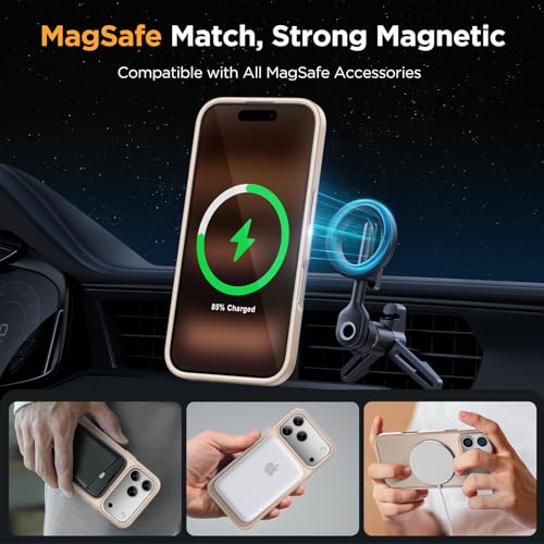 Image of Miracase Magnetic for iPhone 17 Pro Case 6.3 inch with Screen Protector, [Compatible with MagSafe] Military-Grade Protection, Anti-Fingerprint, Slim Thin Phone Case for 17 Pro Cover, Khaki Gold