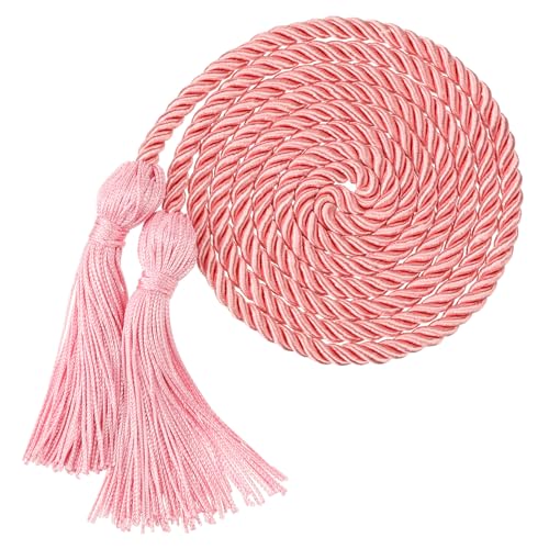 Image of TecUnite Graduation Cords Honor 2026 Polyester Yarn Decorative 67 inch Long Garland Twist Ties with Tassels for Bachelor Gown Graduation(Pink)