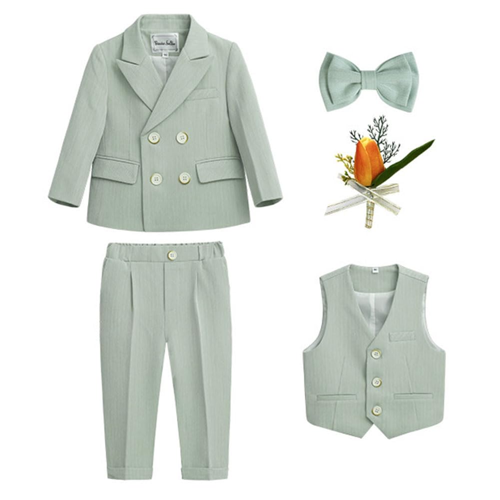 Ragazzo Set di Vestiti Abito da Gentiluomo Stile Britannico Pantaloni da Giacca da Smoking per Battesimo da Matrimonio Abito Formale di Compleanno Festa in Costume