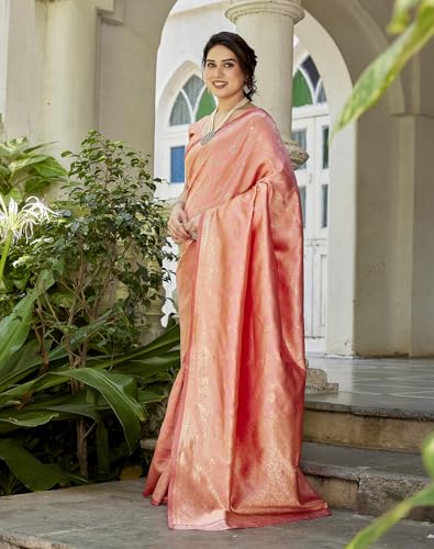 Image of Yashika Women's Trendy Pure Banarasi Kanjivaram Saree with Blouse Material