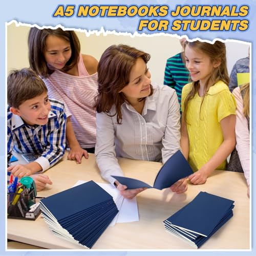 Image of 100 Pcs A5 Journals Notebooks Bulk,Navy Blue,Lined | Kraft Softcover Small Notebooks 5.5 Inch x 8.3 Inch Notepads with 60 Page 30 Sheet for Writing Sketch Travel Office Supplies