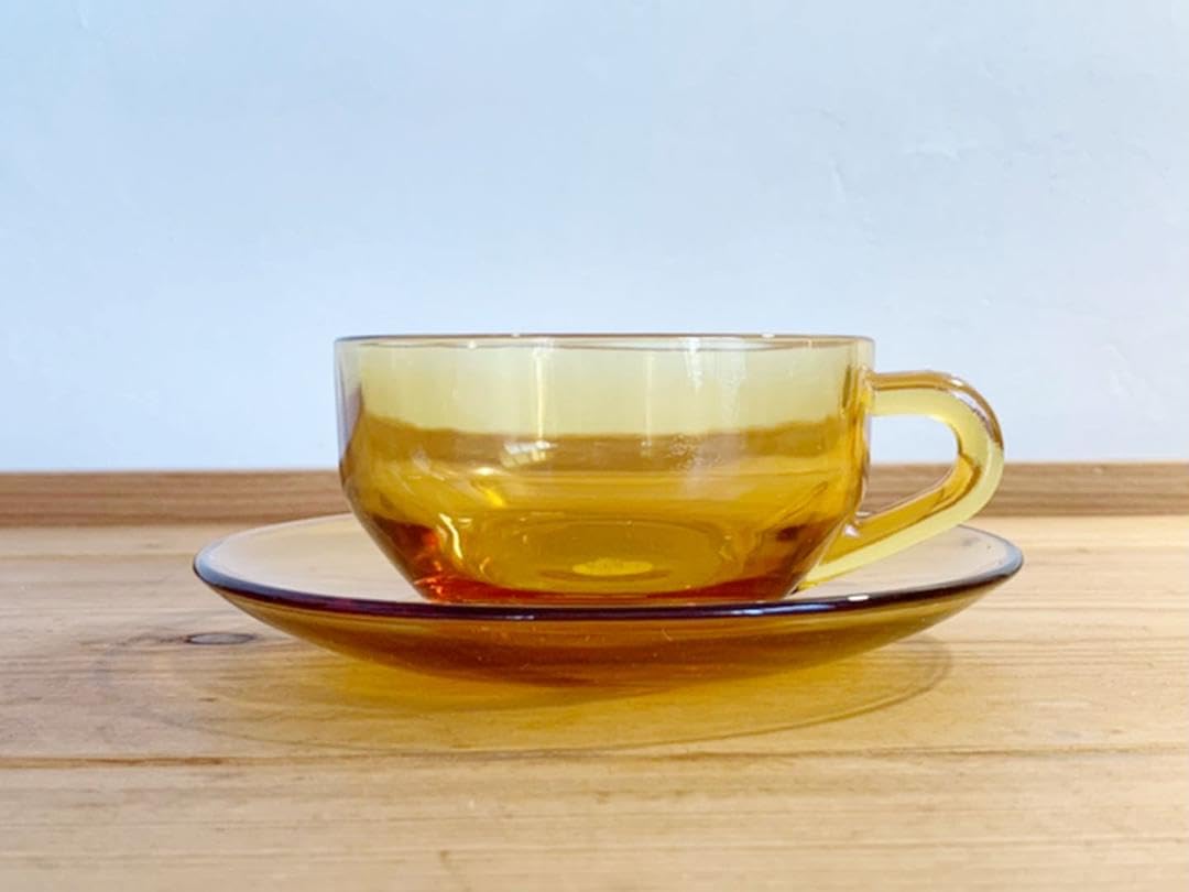 Amazon.co.jp: ミッドセンチュリー 1960s アンバー カップ&ソーサー 5  