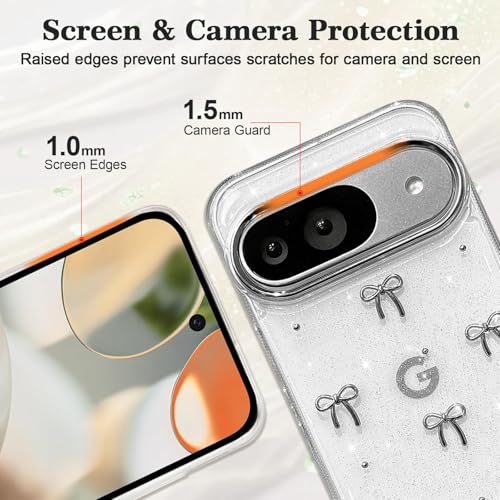 Idée cadeau coque Google Pixel 10 Pro design nœud mignon et brillant