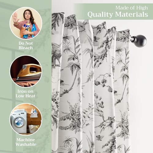 Image of Maison d' Hermine Curtains for Living Room 100% Cotton 50 inchx84 inch (Pack of 1) | 84 inches long Light Filtering Toile Curtains for Windows with Rod and Loop Pockets - Paradise - Midnight
