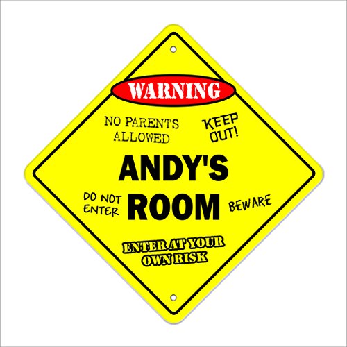 Andy's Room Sign Crossing Zone Xing | Indoor/Outdoor | 12" Tall Plastic Sign Kids Bedroom Decor Door Children's Name Boy Girl #TOP30