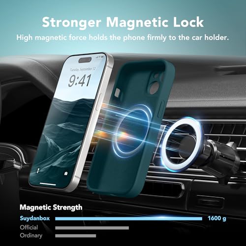 Image of Magnetic for iPhone 13 Case, Compatible with MagSafe, [Full Camera Protection][Screen Protector] Silicone Shockproof Protective Phone Case for iPhone 13 6.1 inch, Deep Blue