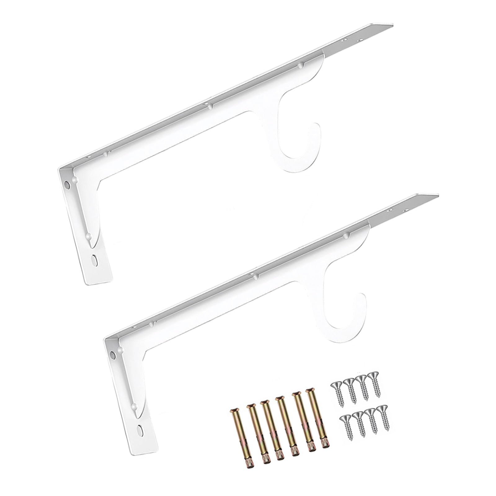 2pcs Reinforced Steel Closet Rod Supports with 200Lb Capacity Wall Hook Brackets for Organizing Wardrobes & Shelving Closet Rod Parenthesis with Fasteners Garage Storage Hook Parenthesis