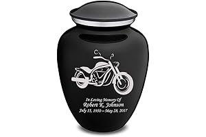 Medium Embrace Custom Engraved Motorcycle Cremation Urn (Black)