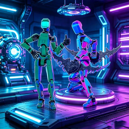 Image of 2Pcs Dummy 13 Action Figure, Creative Desktop Decor for Collectors, DIY Assembly Experience with Articulated Joints, Drawing Reference and Photography Prop, Red Blue and Blue Green Color