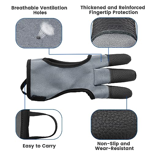 Image of Seektop Archery Gloves Shooting Hunting Leather Three Finger Protector