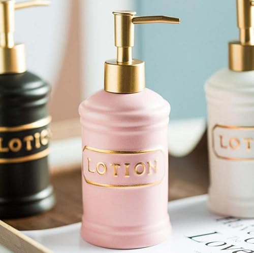 Miniatura 6 de YYW Dispensador de jabón, dispensador de jabón de manos de 11.5 onzas para baño, dispensador de jabón de manos de cerámica con loción de letras