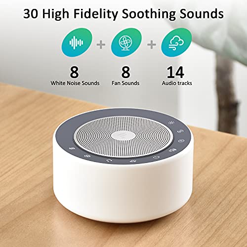 Fitniv White Noise Machine, Sound Machine With 30 High Fidelity Soundtracks, Adjustable 7 Color Night Lights, Full Touch Metal Grille, Timer & Memory Features, Plug In, Sleep Machine For Baby Adults #TOP1