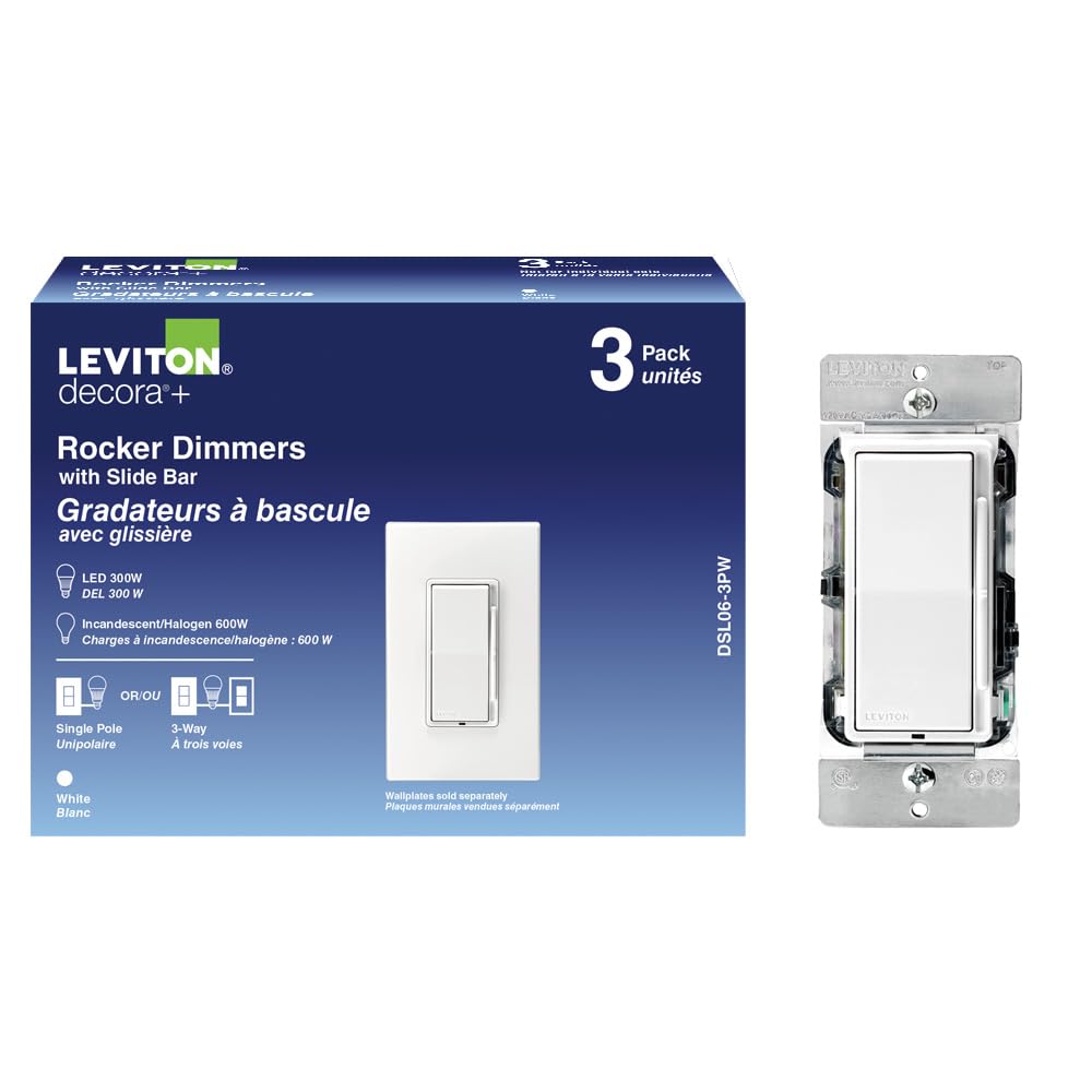 Interrupteurs variateurs 3 voies Leviton Decora pour tamiser la lumière du salon