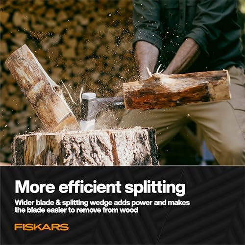 Image of Fiskars X28 Splitting Axe 28 inch, Forged Steel Blade for More One-Strike Splits on Medium Logs, Shock-Absorbing FiberComp Handle & Low-Friction Coating for Easy Removal & Rust Protection