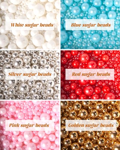 Image of Sprinkles for Cake Decorating Edible Sugar Confetti 10.8oz, Nonpareils & Sugar Pearls - Six Pearl Sprinkles Mix Cake Decorations, Cookies, Cupcakes, Dessert Toppings (Spring Pastel Colors)