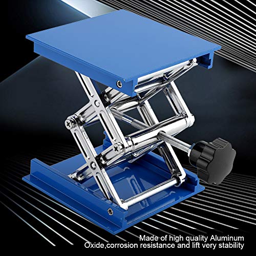 Image of Haofy Lab Jack 4x4 inches,Blue Anodized Aluminum Lab Stand Scissor Jack Lifter,Oxide Laboratory Lifting Bracket