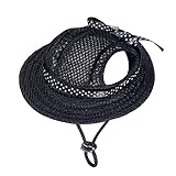 MaruPet Round Brim Princess Hat Visor Hat Pet Dog Mesh Porous Sun Hat with Ear Holes for Small, Extra Small Dog Teddy, Pug, Chihuahua, Shih Tzu, Yorkshire Terriers, Papillon Black M