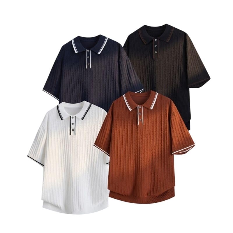 Polo en tricot torsadé coupe ample : le confort respirant pour homme actif