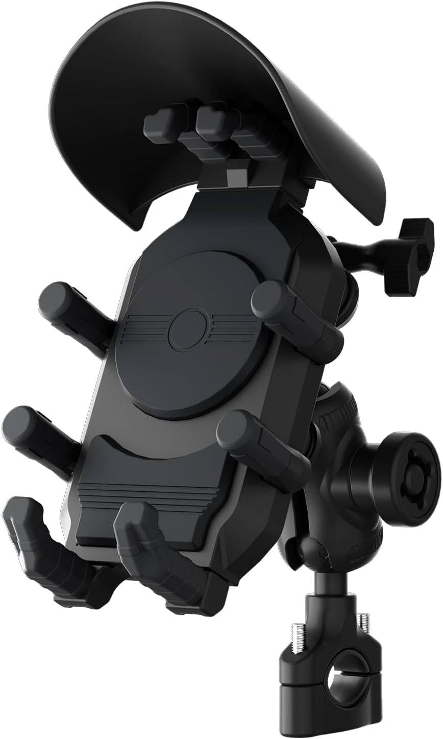 Universal Motorcycle Phone Holder, 8-Claw Heavy Duty Thick Phone Handlebar Mount for Electric Scooter/Bike/ATV, Compatible with iPhone 15/14/13 Pro Max, Samsung Galaxy S23/S22 Ultra, Gopro Camera