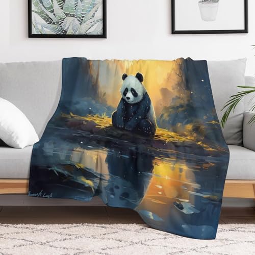 Manta de panda de forro polar suave para tardes de sofá y descanso 3