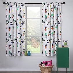 Cortinas 100 Algodon Disney Juego de cortinas plisadas sin forro de Mickey Mouse, 100% algodón, fácil cuidado, opacas, 165 x 182 cm