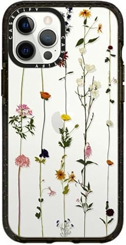 CASETiFY Impact - Funda para iPhone 12 Pro Max, diseño floral, color negro transparente