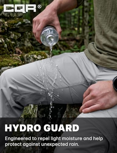 Image of CQR Men's Convertible Cargo Tactical Pants, Water Resistant Outdoor Hiking Pants, Zip Off Lightweight Stretch Work Pants