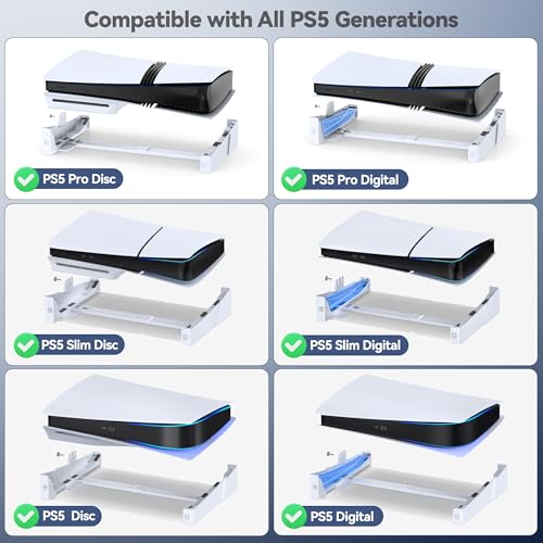 oivo ps5slimpro horizontal stand for disc amp digital console stable ps5 accessories base stand with upgraded support rods on bottom amp scalable design for playstation 4 console-white