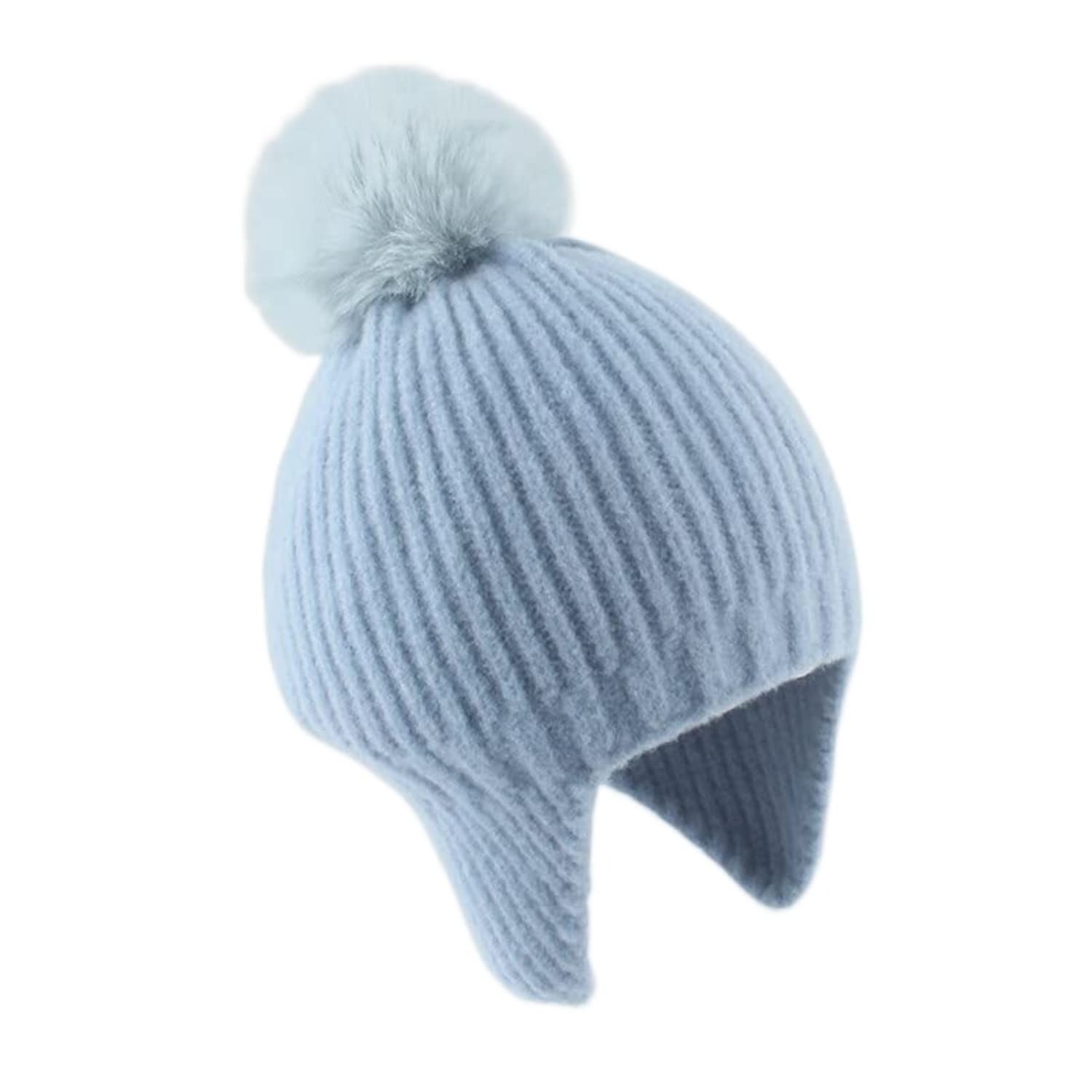 Czapka Beanie Czapka Zimowa Damska Ciepły Pluszowy Dzianinowy Szalik Zestaw Na Zimno Damskie Czapki Z Klapkami Na Uszy (Niebieski Jeden Rozmiar)