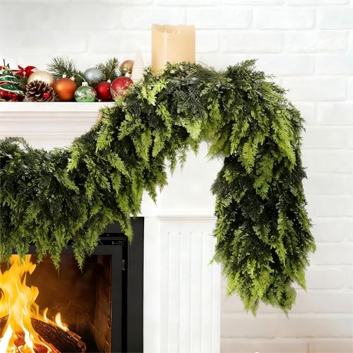 6FT Real Touch Christmas Cedar Garland – Thickness Faux Greenery