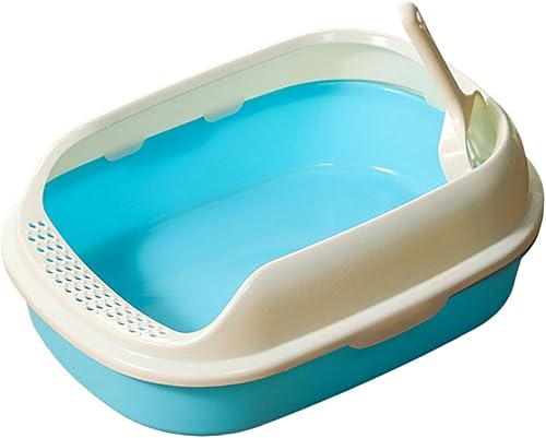 Caja de arena para gatos con caja de arena duradera de lado alto para gatos, parte superior abierta, semicerrada, inodoro para gatos de interior, disponible en Yaxa Colombia