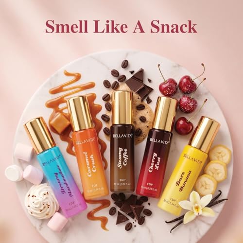 Image of BELLAVITA Gourmand Trend Series Gift Set | 5 x 10ml Trial Perfumes | 20% Perfume Oil Concentration | Smell Like a Snack | Perfume for Man & Woman | Dessert Inspired Sweet Notes | Long Lasting Unisex Fragnance