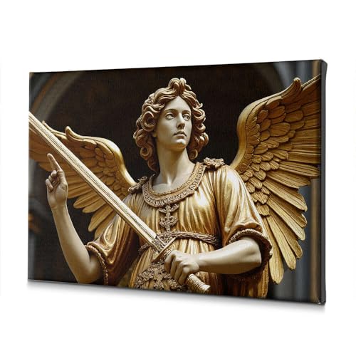 Toile ange doré déco murale salon et salle de bain pour une ambiance zen