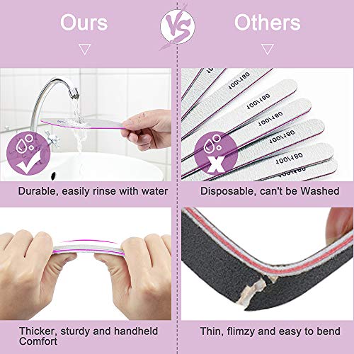 Professional Nail Files, Emery Board Nail File for Natural Nails 180/240 Grit Nail Files for Acrylic Nails 12pcs Pack Fine Grit Nail File Manicure Pedicure Tools Coarse Washable Fingernail Files - Thumbnail 4