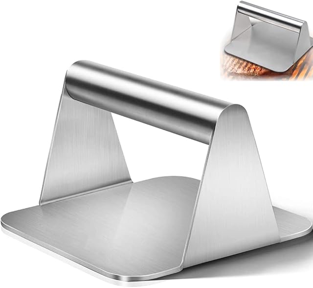 Stainless Steel Barbecue Burger Press, Non Stick Burger Maker, Stainless Steel Grill Smasher, Heavy Duty Burger Press, Griddle Accessories Kit with Handle for Hamburgers, BBQ, Helps Squeezing Grease
