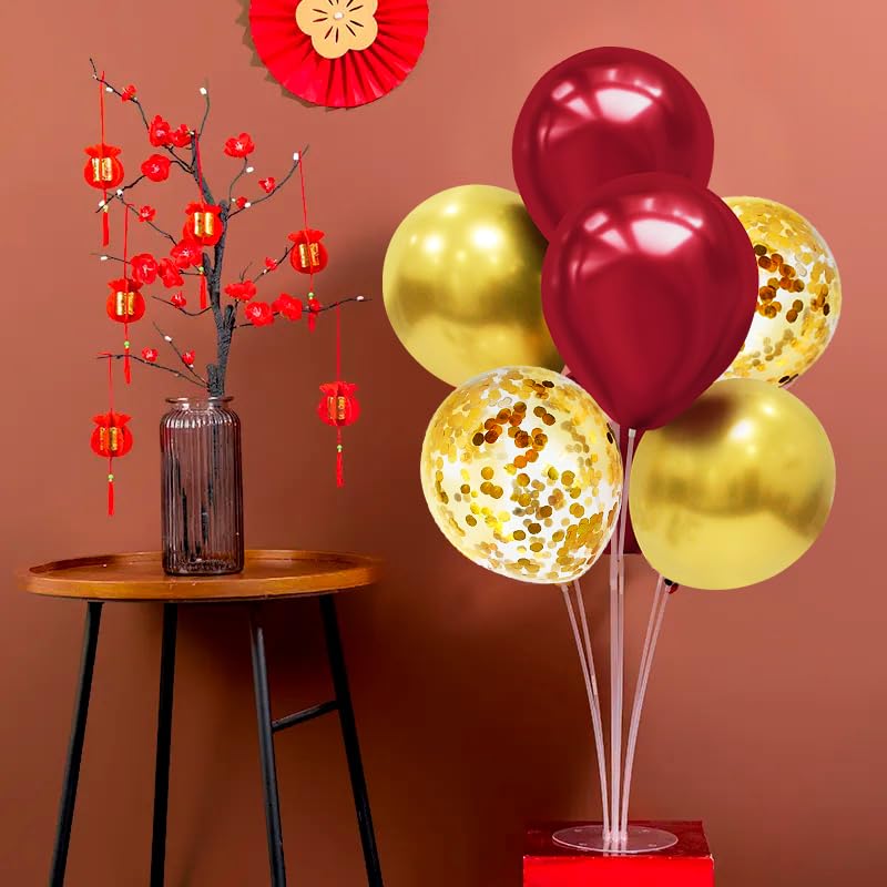 Red and Gold Balloon Stand Centerpiece Table Decorations for 49ers Party Birthday Graduation Wedding Mother's Day Anniversary Christmas New Year's Eve Party Decorations(Red gold set4) - Image 5
