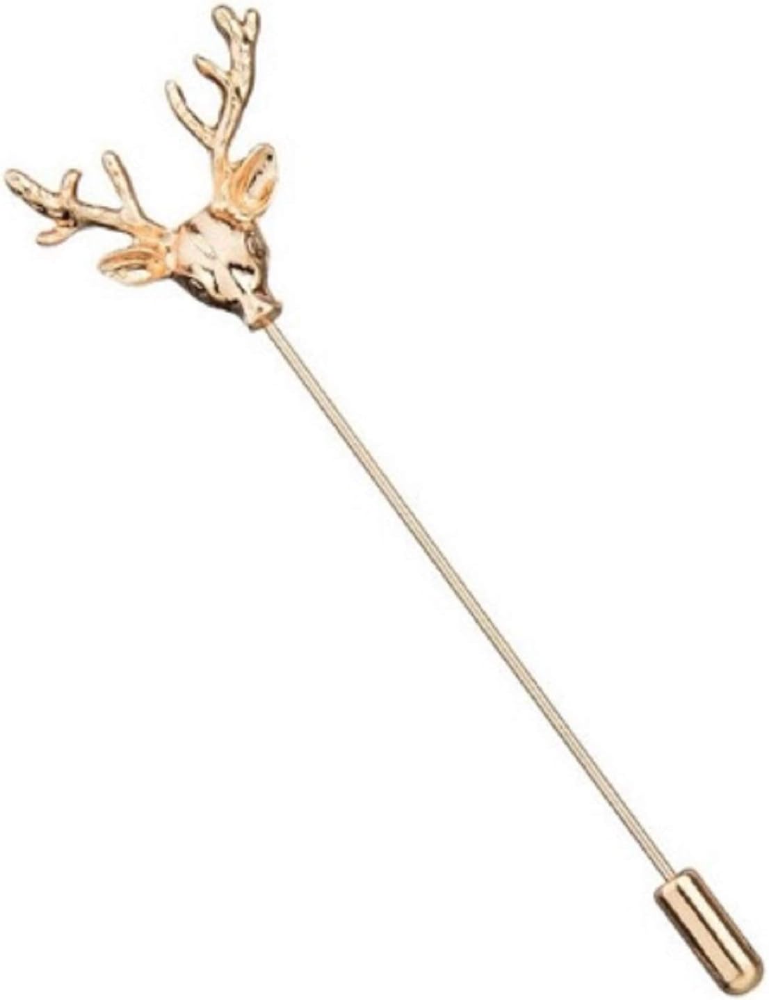 GenericBMC-Designs Gold Stag Brooch Broach Lapel Pin Hat Collar Pin Stick Deer Elk Head 8.5cm Long UK Seller