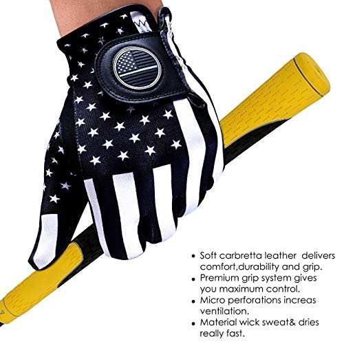 Raulam International Usa Flag Golf Gloves With Perfect Grip For Men And Women,Golf Glove American Flag Left Hand-Golf Glove Men Left Hand/Right Hand,Golf Glove Women Left/Right (Men Small,Left) #TOP4